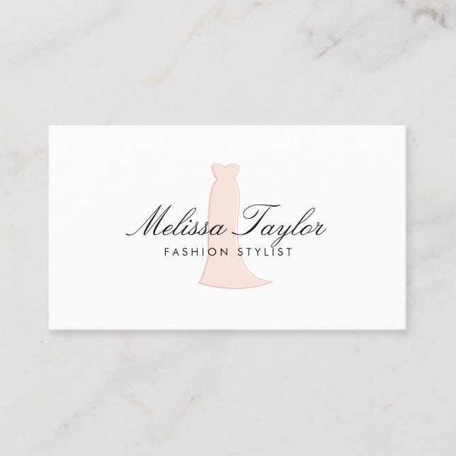 Pink Dress Sketch Fashion Stylist, Boutique Business Card (Front)