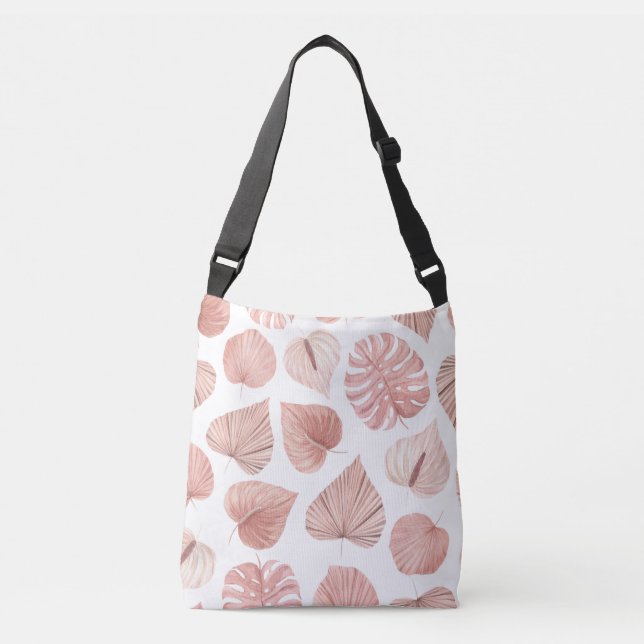 Pink Dried Leaves  Crossbody Bag (Front)