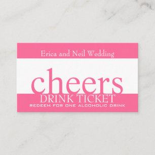 Pink Drink Bar Ticket for Wedding Receptions Enclosure Card