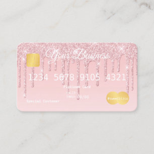 Pink Drip Glitter-look Credit Card