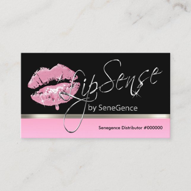 Pink Drip Lip and Silver Business Card (Front)