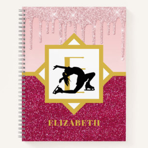 Pink Dripping Glitter Figure Skater Ice Dancer Notebook