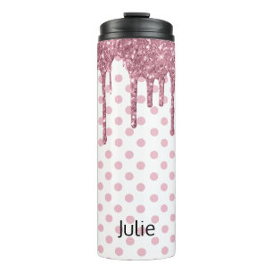 Pink Dripping Glitter Thermal Tumbler
