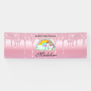 Pink Dripping Glitter Unicorn Banner