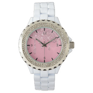 Pink Dripping Glitter Watch