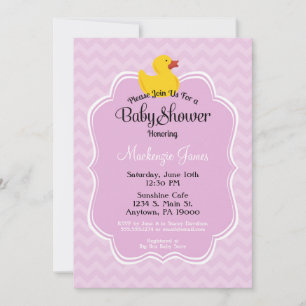Pink Duck Girls Baby Shower Invitation
