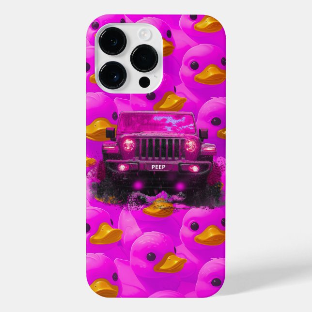 Pink Ducks with a pink 4x4 Truck iPhone Case (Back)
