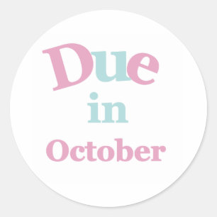 Pink Due in October Classic Round Sticker