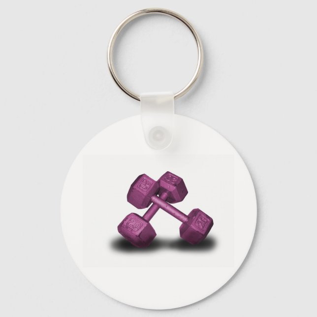 Pink Dumbbells Merchandise Key Ring (Front)