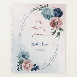 pink dusty blue navy blue floral greenery wedding planner
