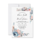 Pink & Dusty Blue Roses Watercolor Floral Wedding