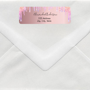Pink dusty rose drips return address label