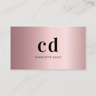 Pink dusty rose monogram initials minimalist business card