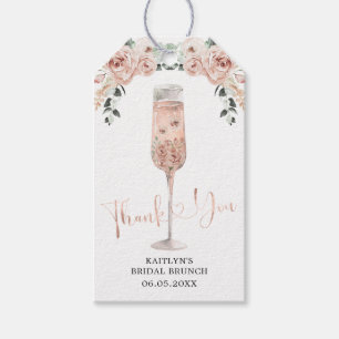 Pink Dusty Rose Petals and Prosecco Thank You Tag