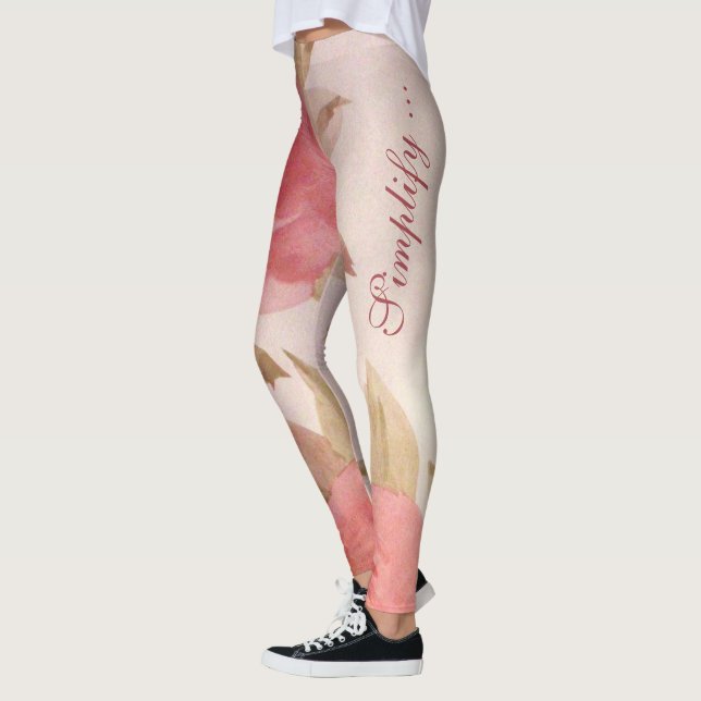 Pink Dusty Rose Print Leggings (Left)