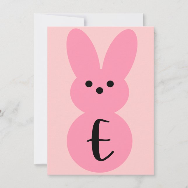 Pink "E" Bunny Shape Easter Bunting Banner Card (Front)