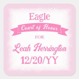 Pink Eagle Scout Achievement Party Favor Sticker