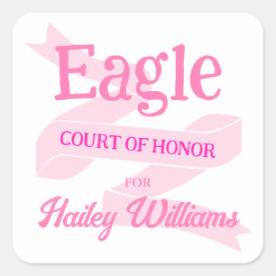 Pink Eagle Scout Court of Honor Party Square Sticker