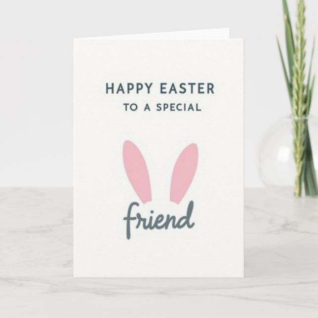 Pink Ears Friend Easter Card (Front)