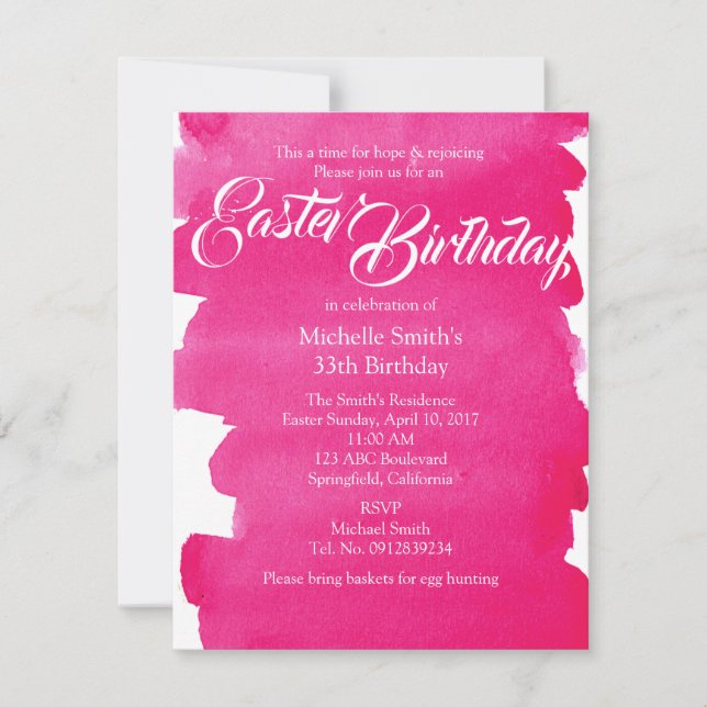 Pink Easter Birthday Invitation (Front)