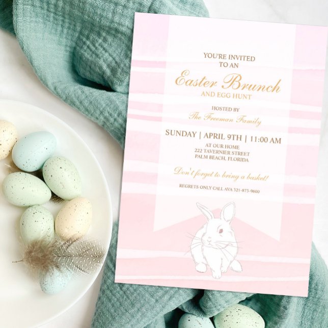 Pink Easter Brunch & Egg Hunt Bunny Invitation (Creator Uploaded)