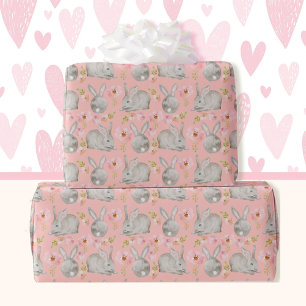 Pink Easter Bunnies for Spring Wrapping Paper
