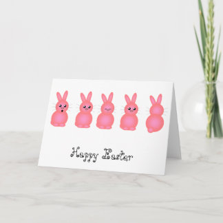 Pink Easter Bunnies Holiday Card