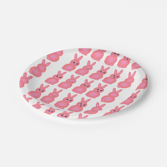 Pink Easter Bunnies Paper Plate (Angled)
