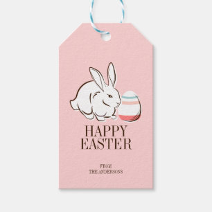 Pink Easter Bunny and Egg Happy Easter Gift Tag