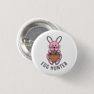 Pink Easter Bunny, Egg Hunter 3 Cm Round Badge