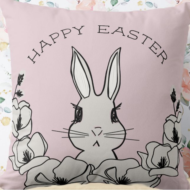 Pink Easter Bunny Magnolia Flower Custom   Cushion (Creator Uploaded)