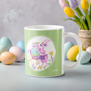 Pink Easter Bunny Rabbit and Egg Coffee Mug