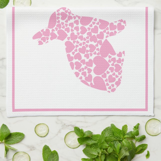 Pink Easter Bunny Rabbit Kitchen Towels (Folded)