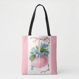 Pink Easter Egg and Flowers Tote Bag