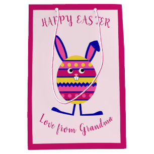Pink easter egg bunny custom text medium gift bag