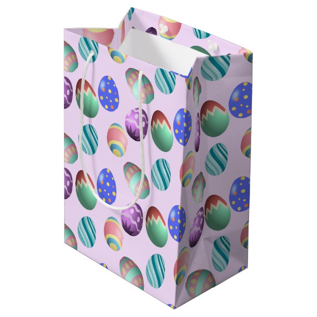 Pink Easter Egg Easter Party Egg Hunt Pastel Cute Medium Gift Bag (Back Angled)