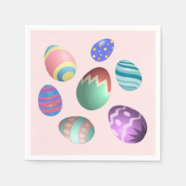 Pink Easter Egg Easter Party Egg Hunt Pastel Cute Napkin (Front)