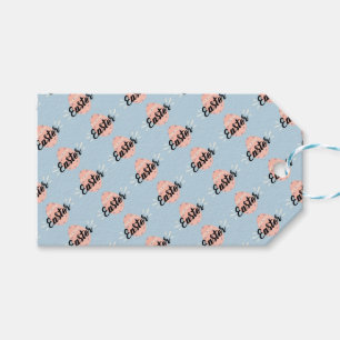 Pink Easter Egg on Light Blue Gift Tags