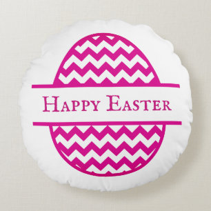 Pink Easter Egg Round Cushion