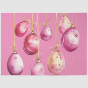 Pink Easter Eggs and Gold String Tissue Paper
