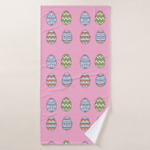 Pink Easter Eggs Pattern Bath Towel
