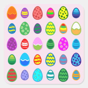 Pink Easter Eggs Square Sticker