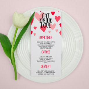 Pink Eat Drink Love Valentine's Day Dinner Party Menu