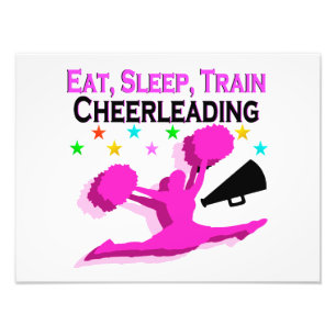 PINK EAT SLEEP TRAIN CHEERLEADING PHOTO PRINT