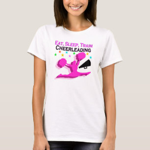 PINK EAT SLEEP TRAIN CHEERLEADING T-Shirt