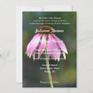 Pink Echinacea Floral Wedding Invitation