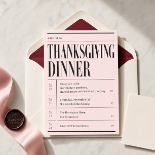 Pink Editorial Archive Thanksgiving Dinner Invitation