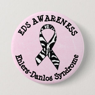 Pink EDS Awareness Ribbon  Button