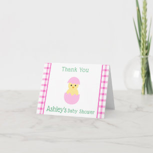 Pink Egg Little Chick Girl Baby Shower  Thank You Card