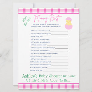 Pink Egg Little Chick Hatch Girl Baby Shower GAME Holiday Card